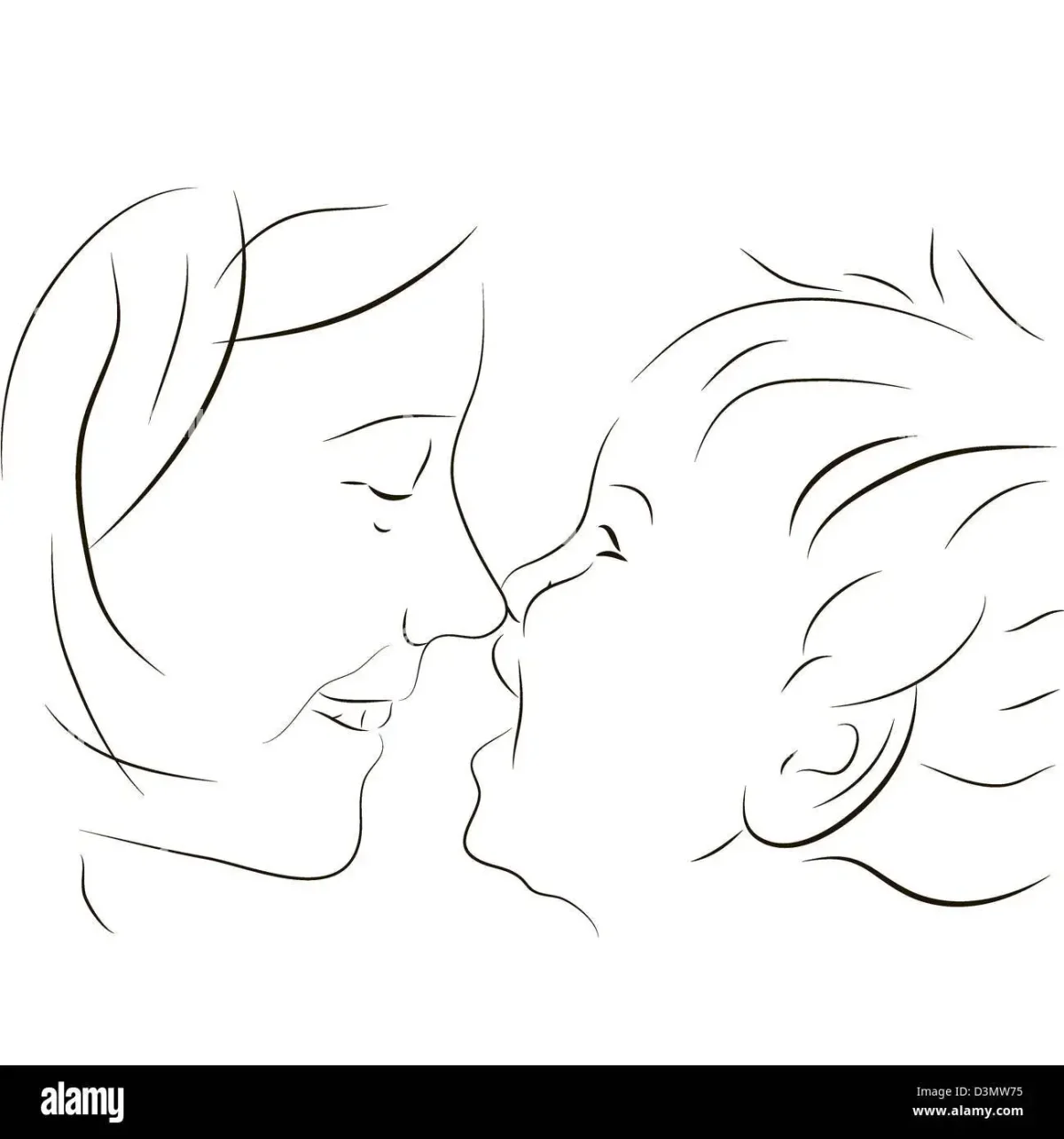 Контур лица матери и ребенка