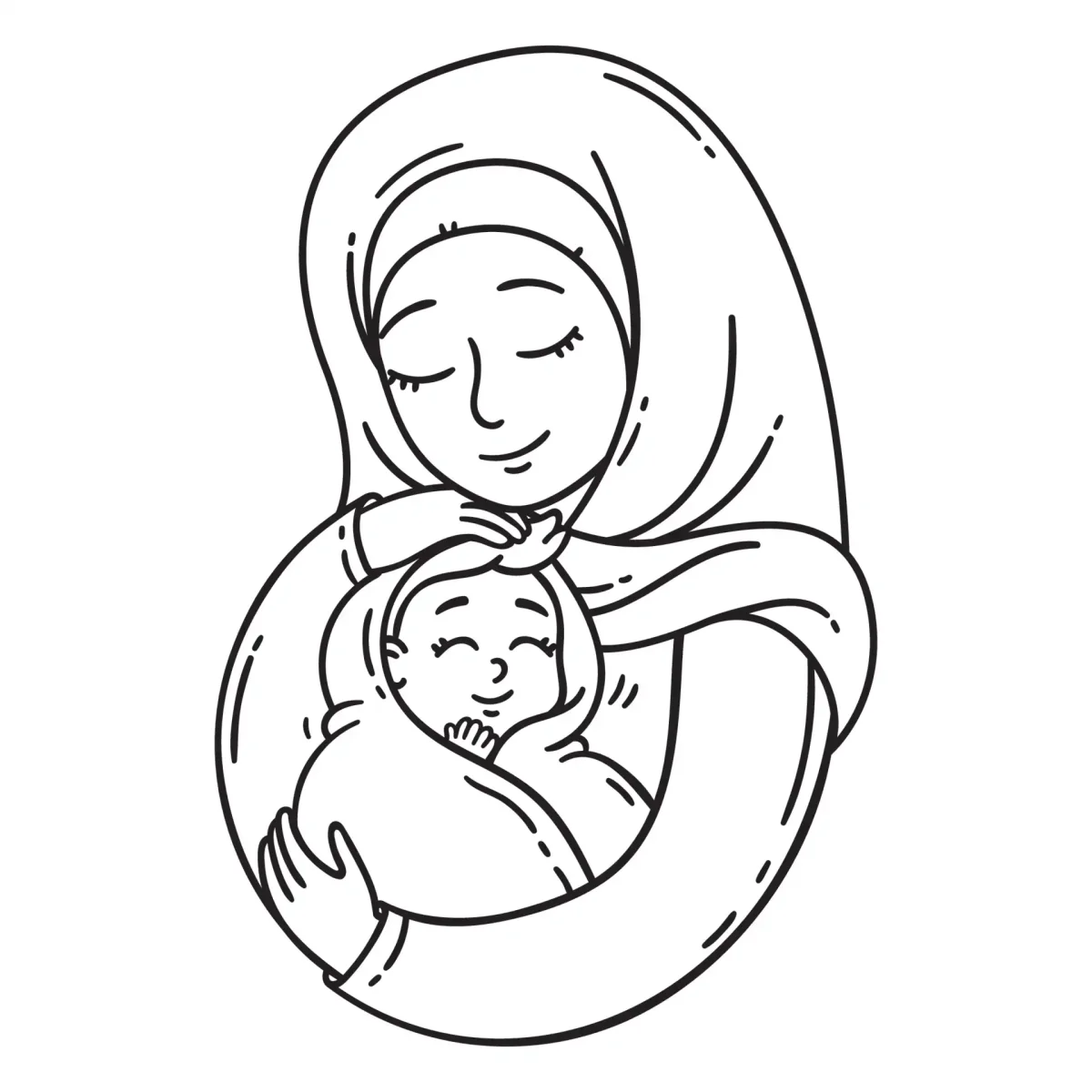 Раскраска мать и дитя