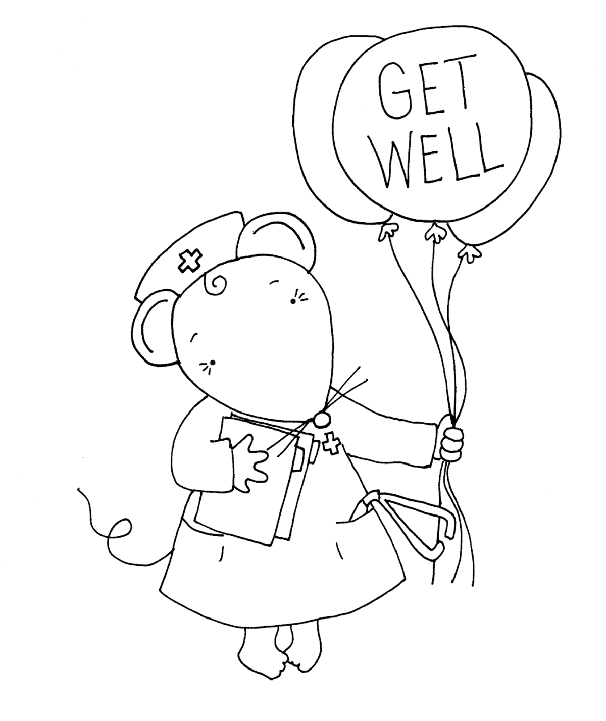 Get well Card Black and White