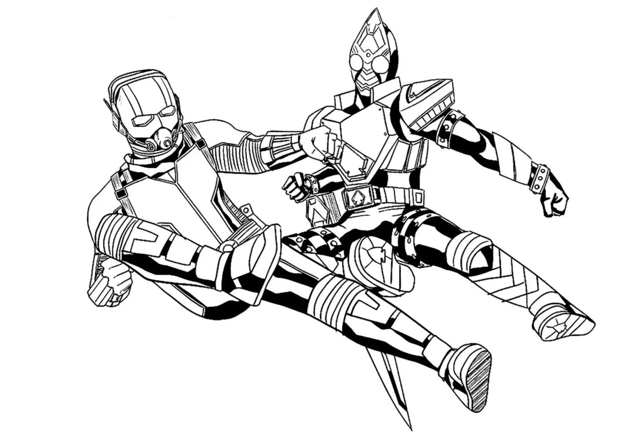 Раскраска человек муравей Марвел