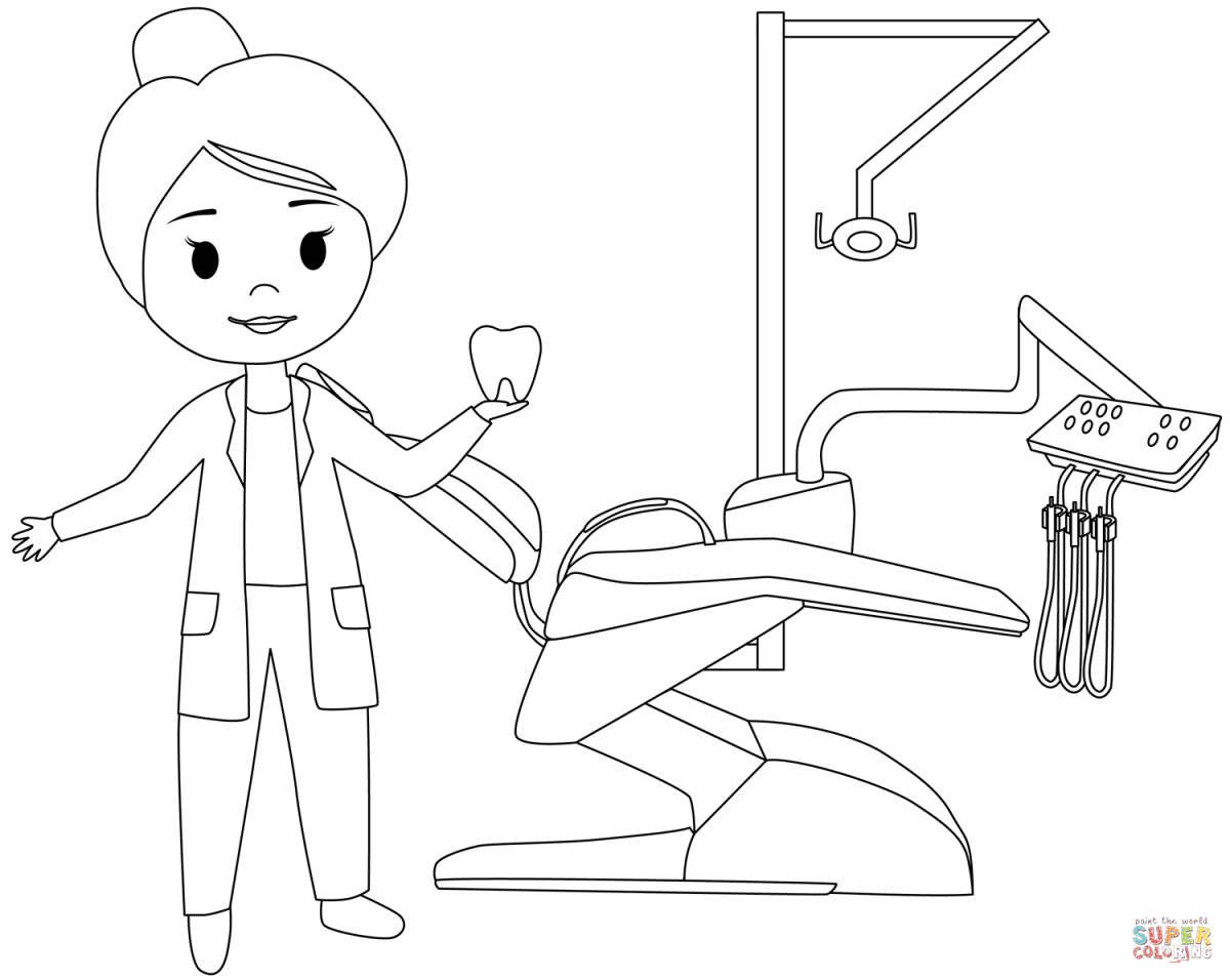 Раскраска зубной врач для детей