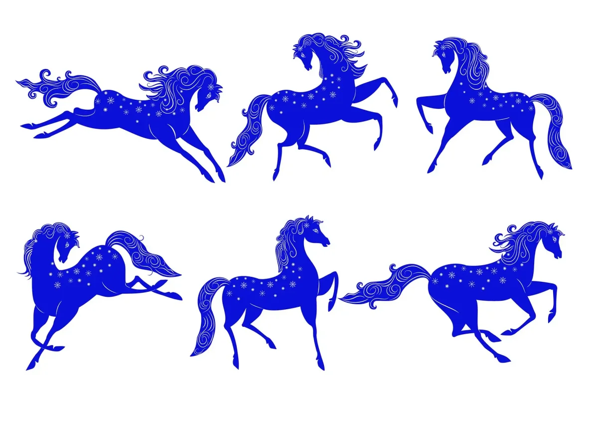 Орнамент с лошадьми в полосе