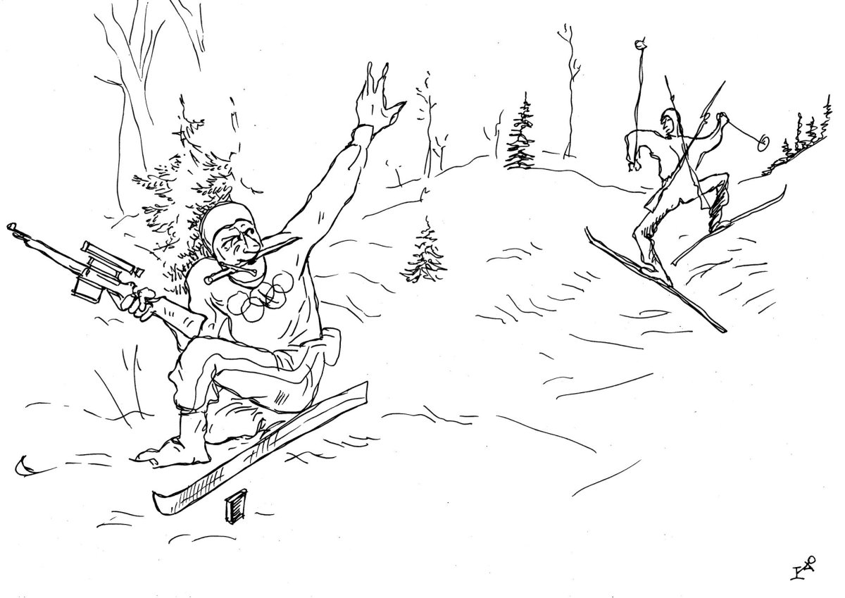 Гифка биатлонист бежит