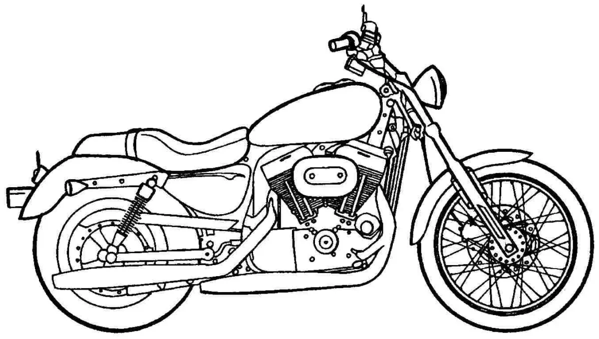 Мотоцикл Харлей раскраска