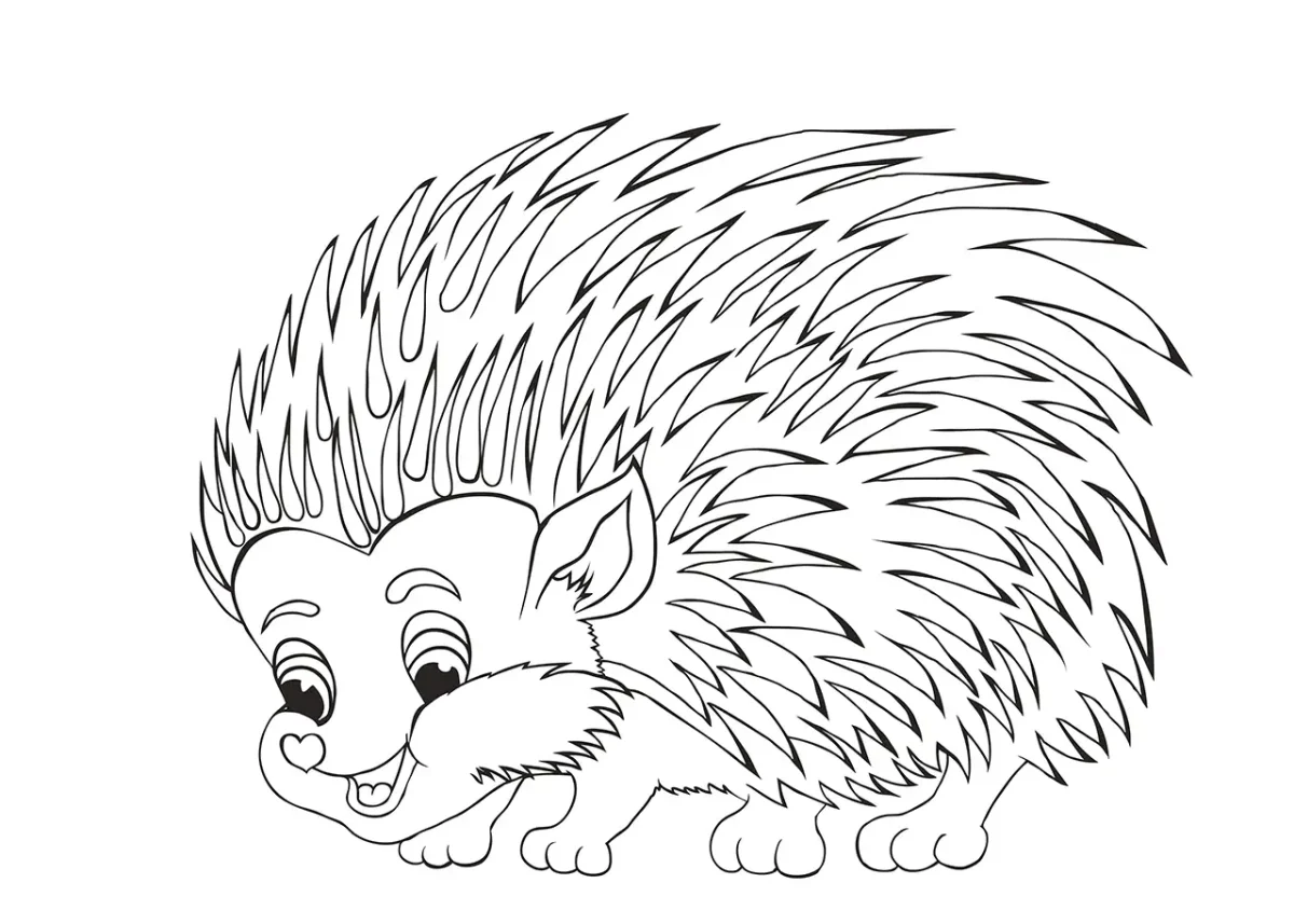 Ежик с корзинкой раскраска