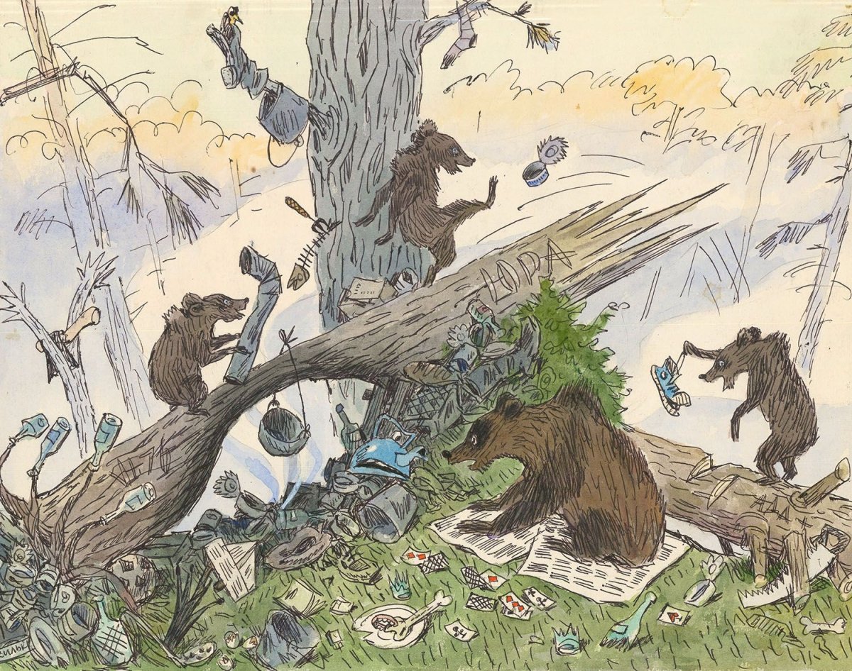 Утро в Сосновом лесу карикатура