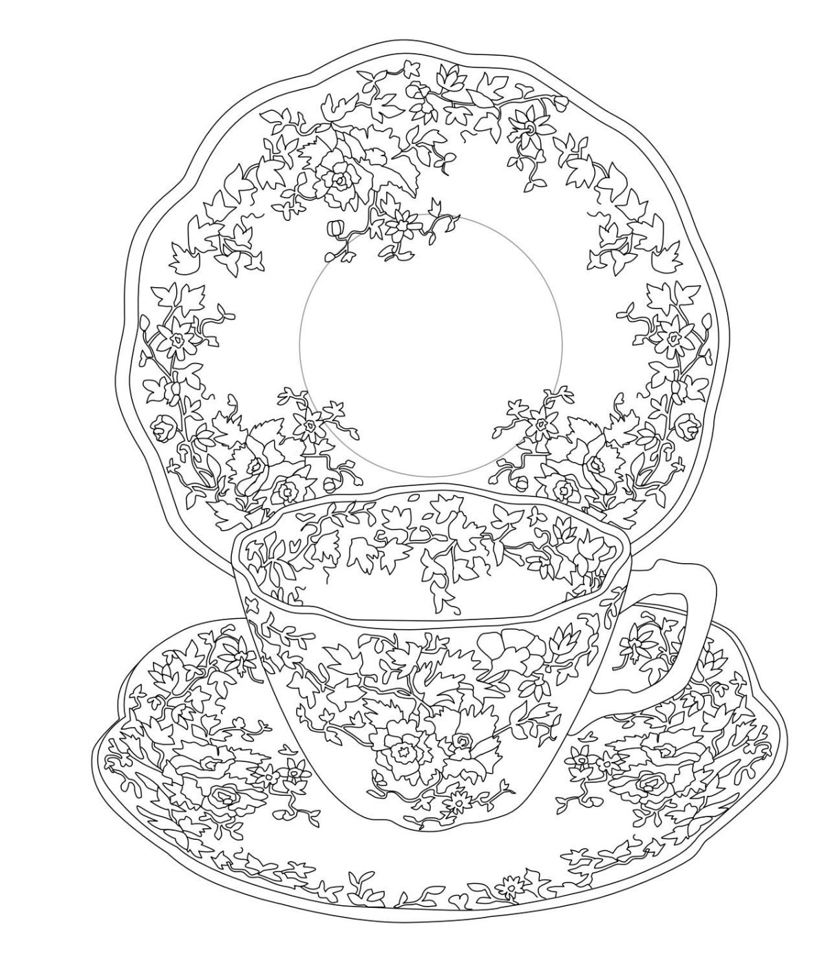 Трафареты посуды для хохломской росписи для дошкольников