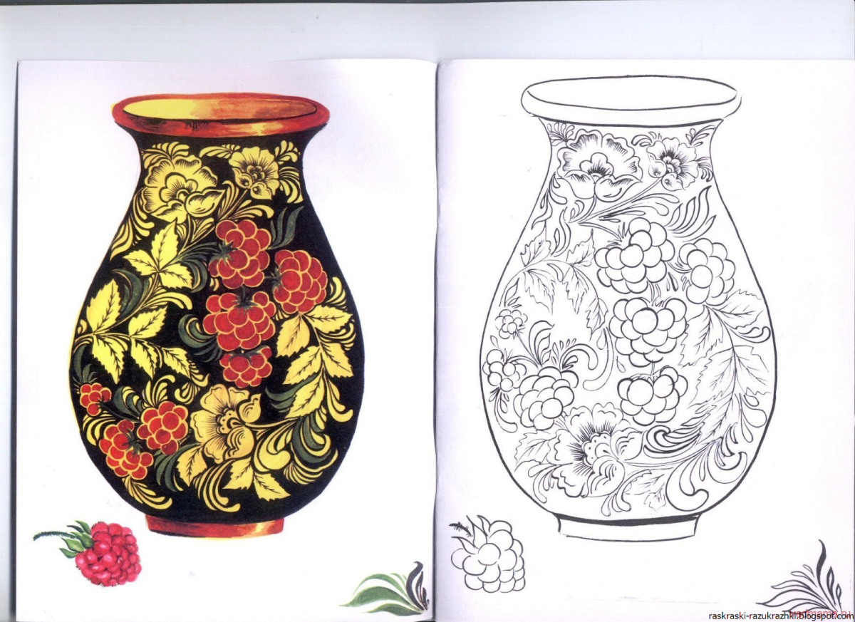 Раскраска чайный сервиз Гжель