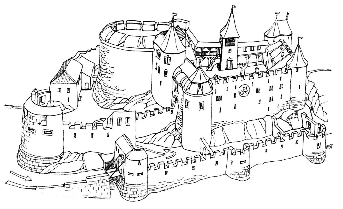 Раскраска средневекового замка