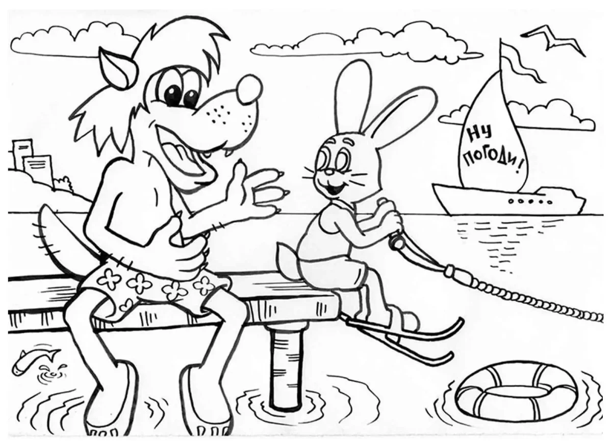 Заяц из Маши и медведя раскраска