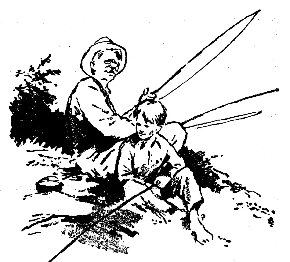 Дед с внуком на рыбалке