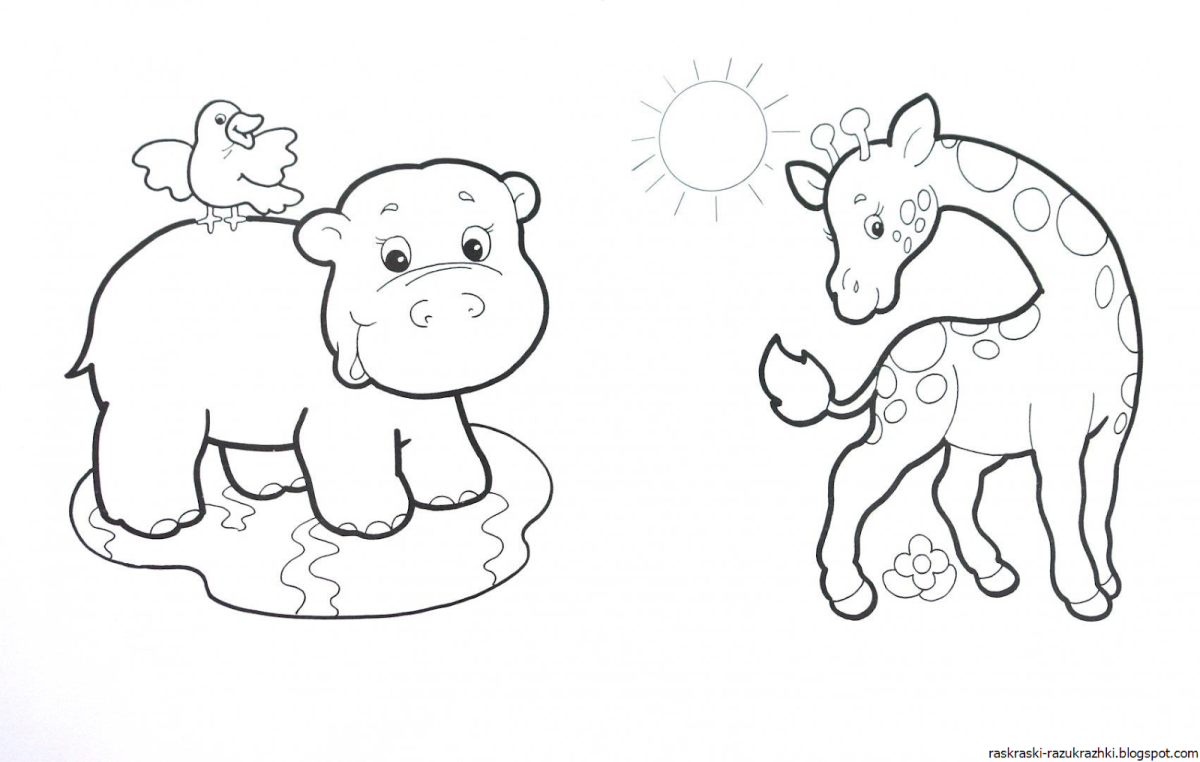 Животные для раскрашивания детям 3 лет