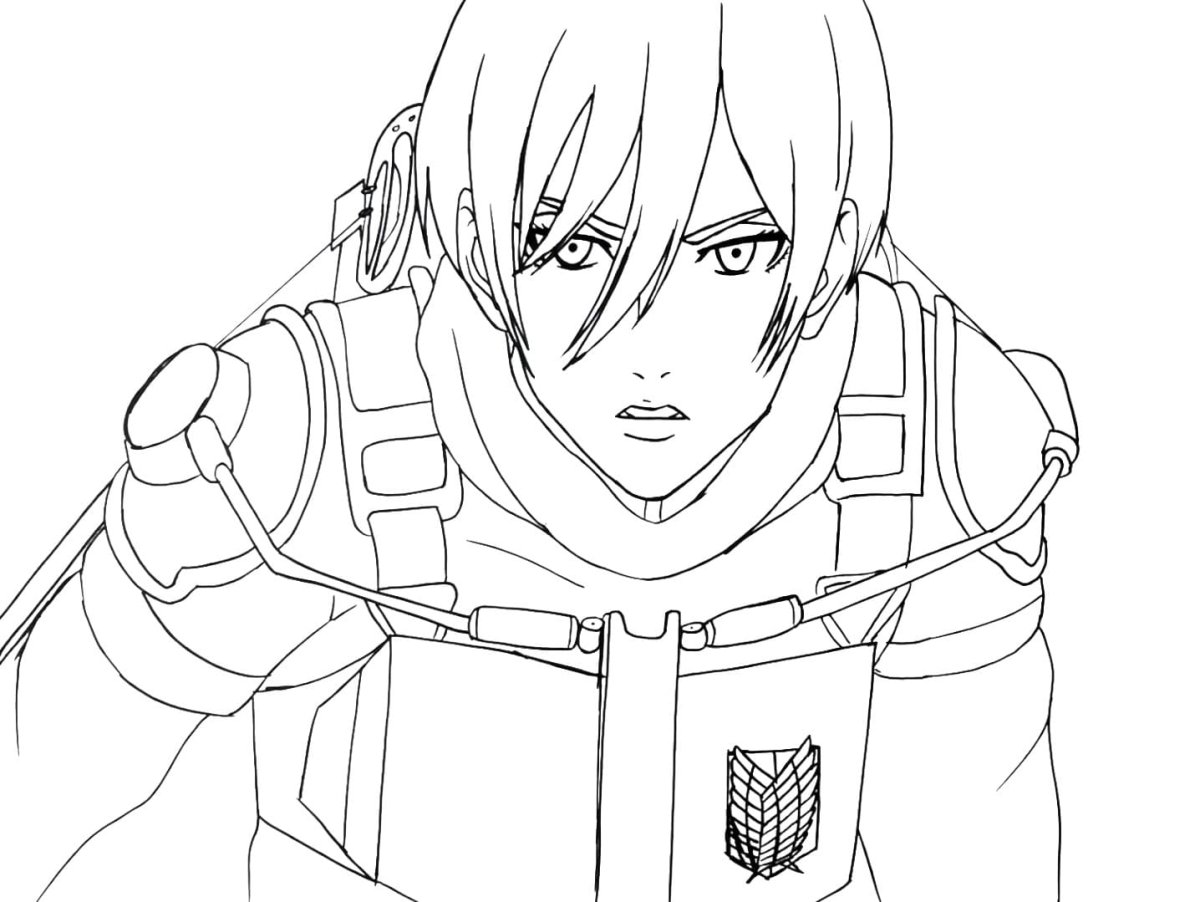 Раскраска атака титанов Микаса