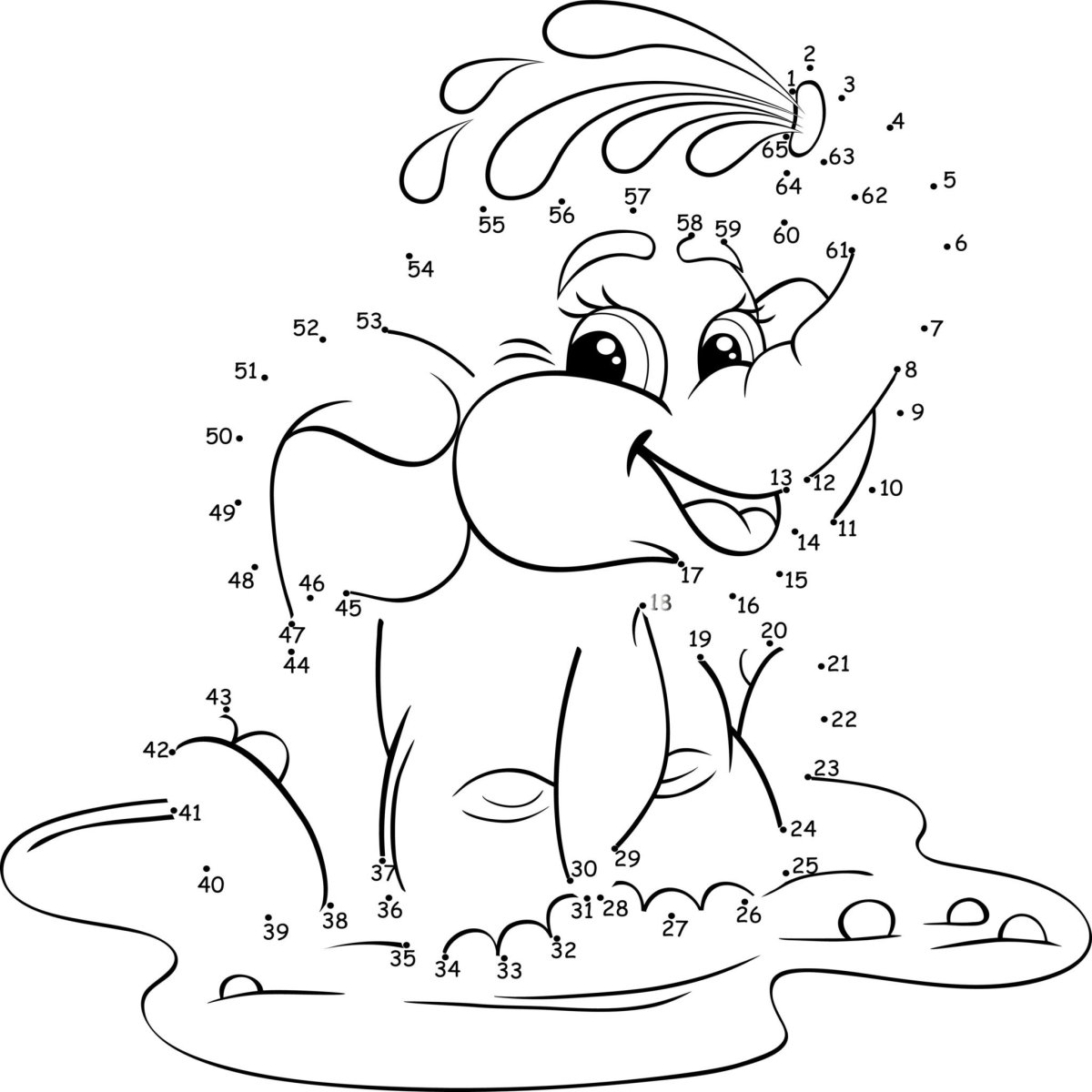 Обведи слона по точкам