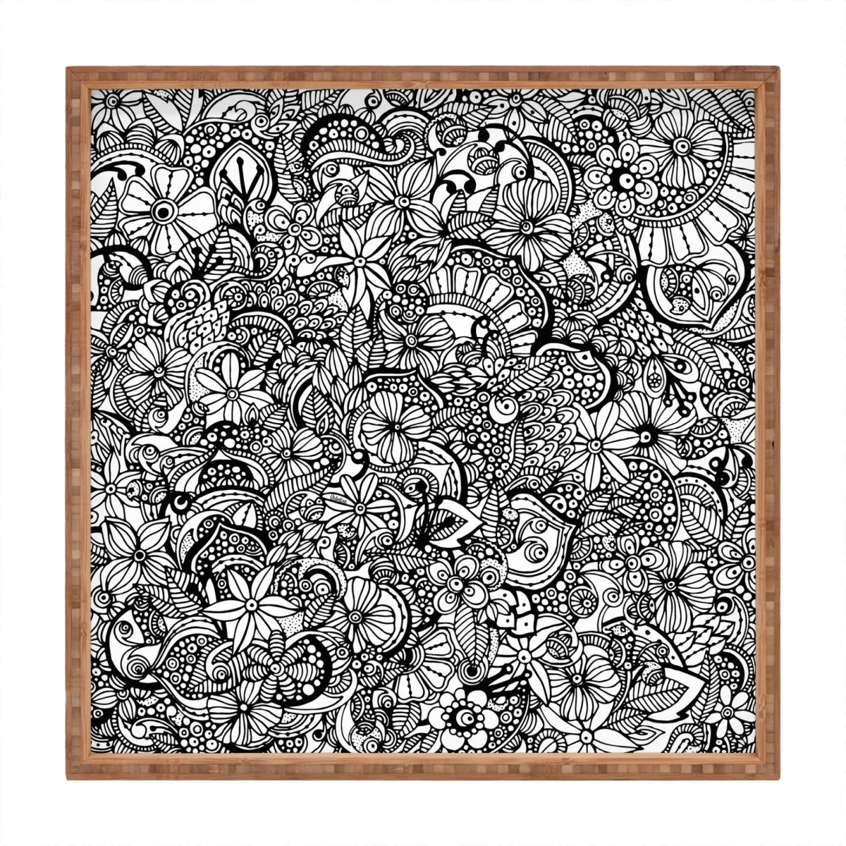 Обои черно белые большие цветы контур