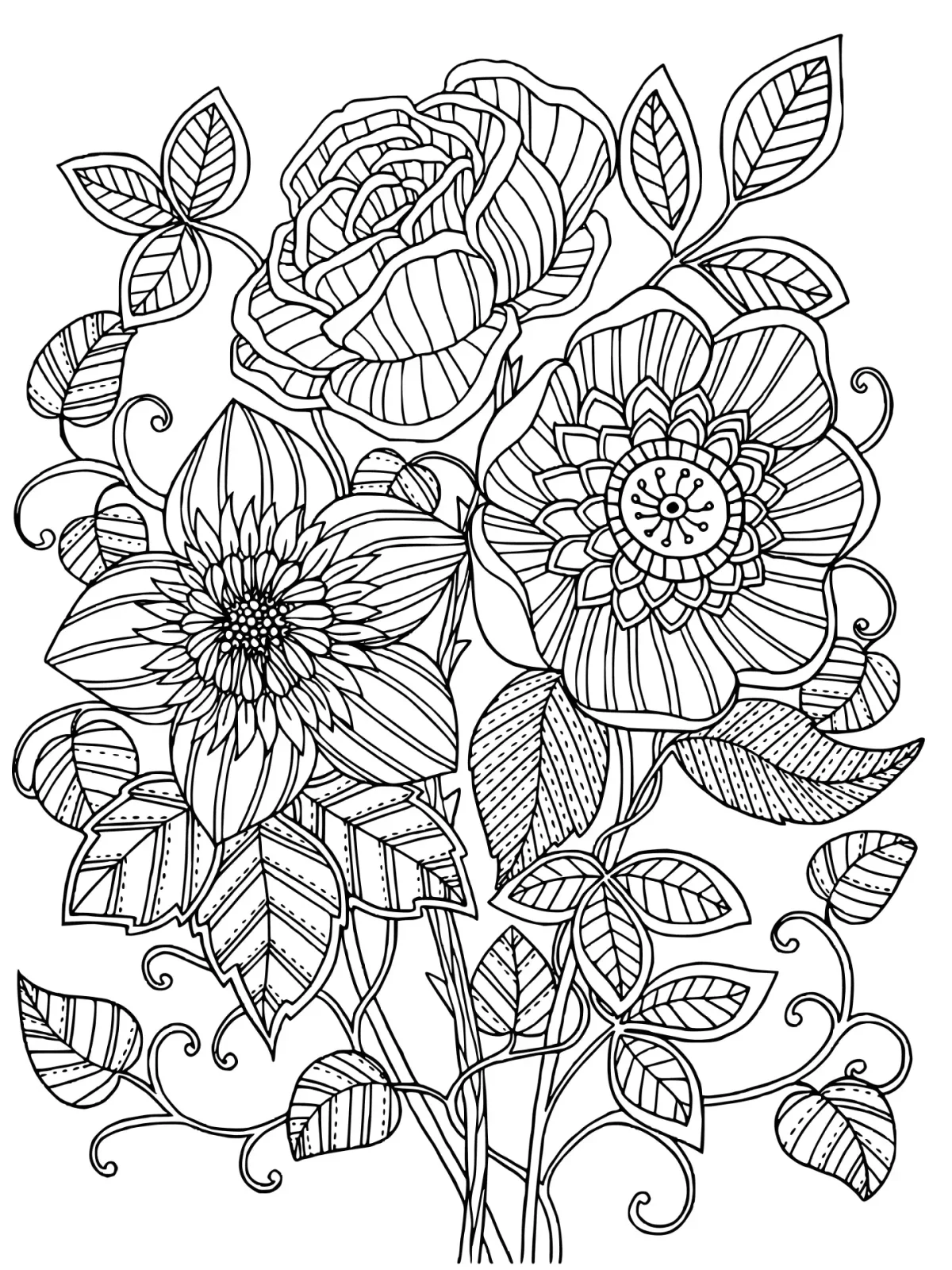 Раскраска антистресс "цветы"