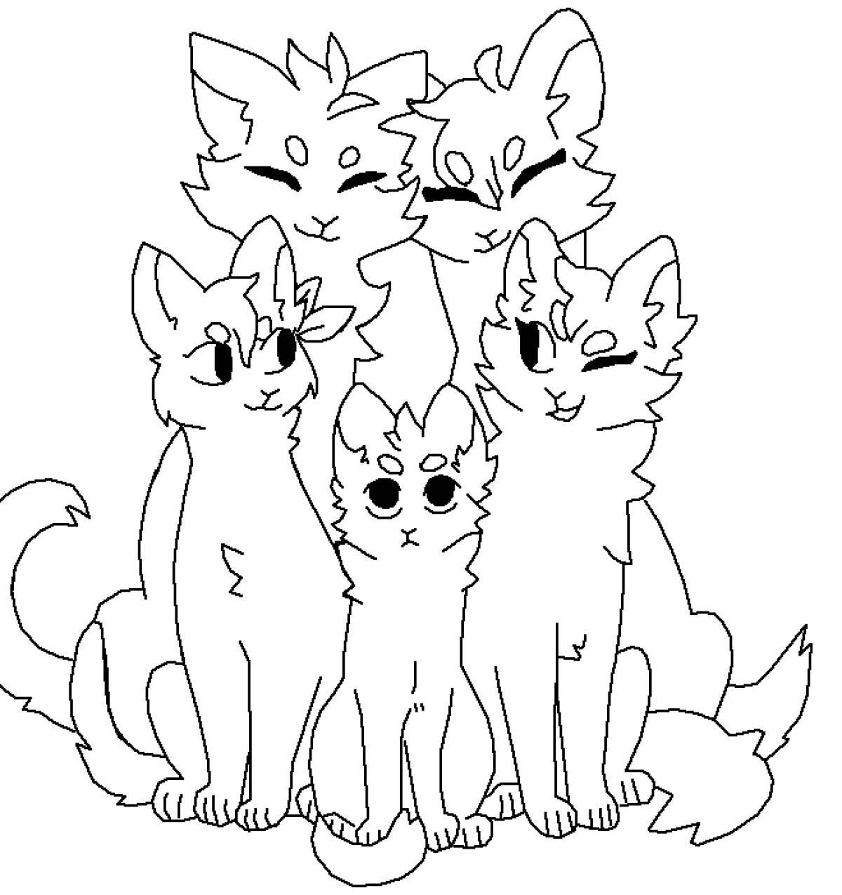 Раскраска Кошачья семья