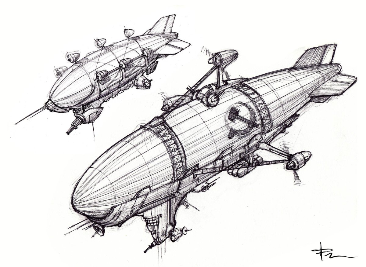 Стимпанк дирижабль силуэт