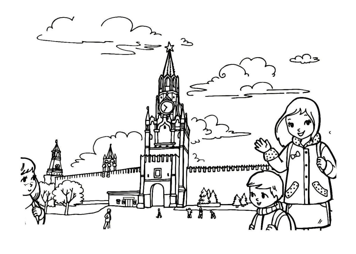Раскраска Москва Кремль для детей