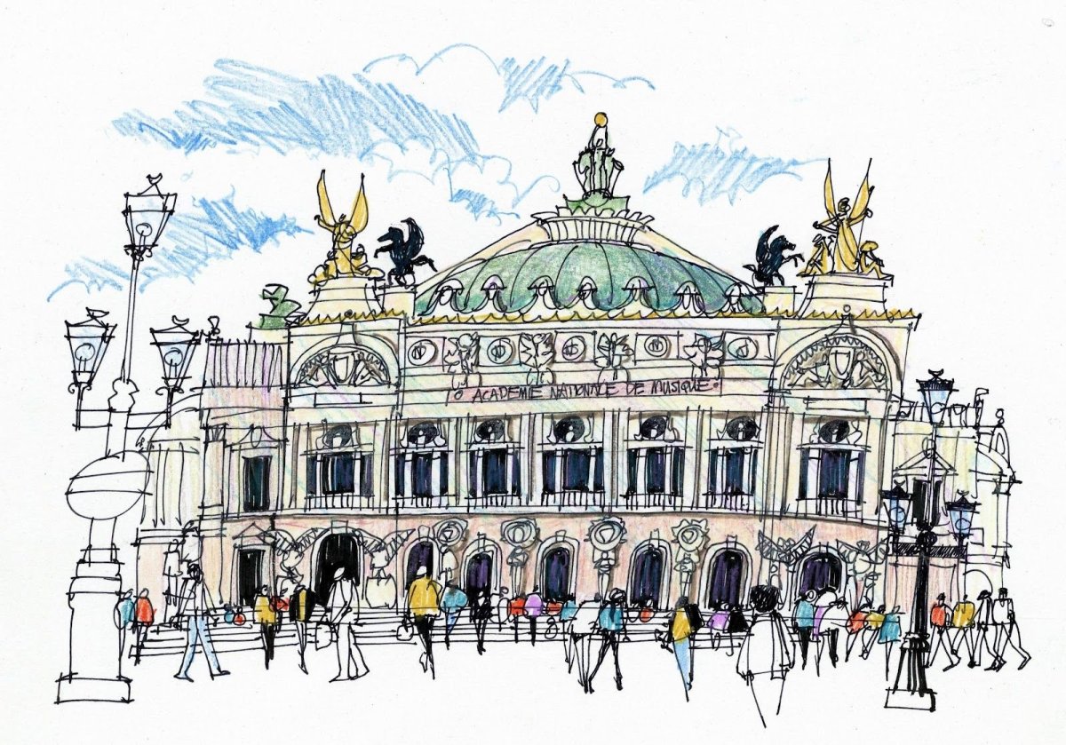 Опера Гарнье Париж нарисовать