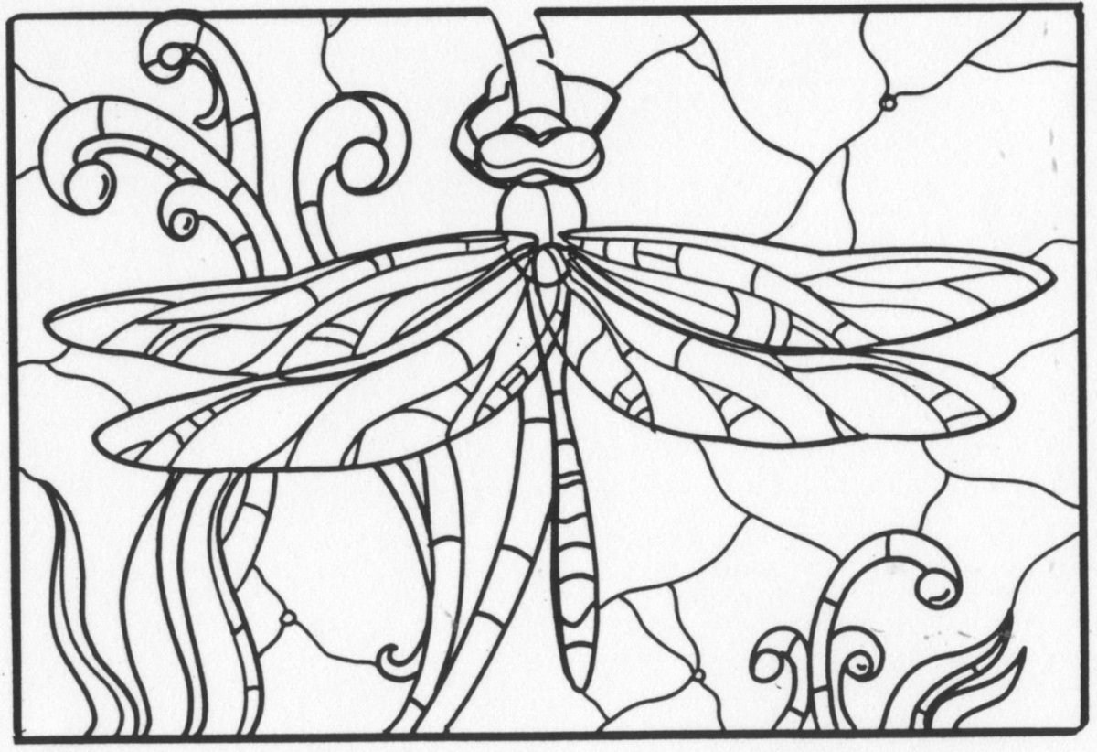 Трафарет Стрекозы для витража