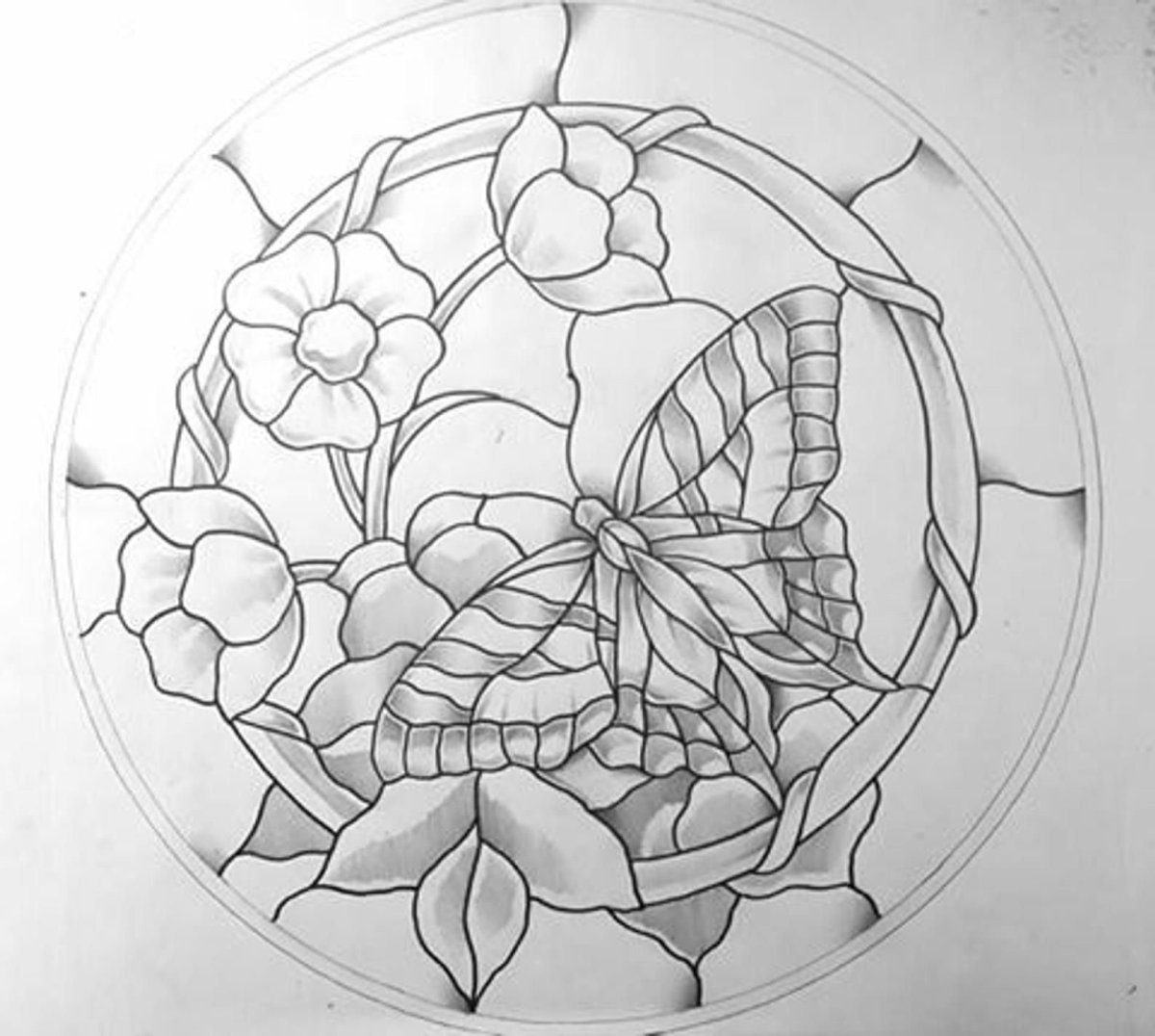 Витраж круглый узоры