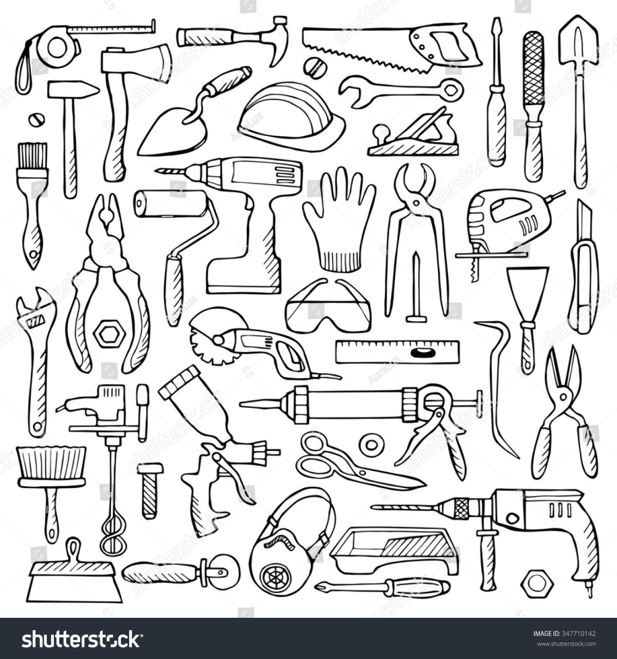 Очертания строительных инструментов