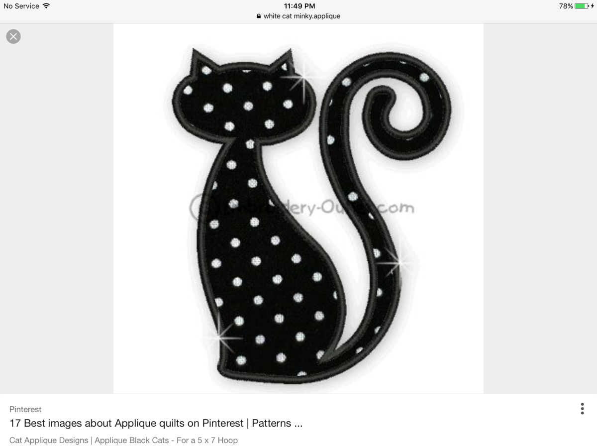 Аппликация кошка из ткани