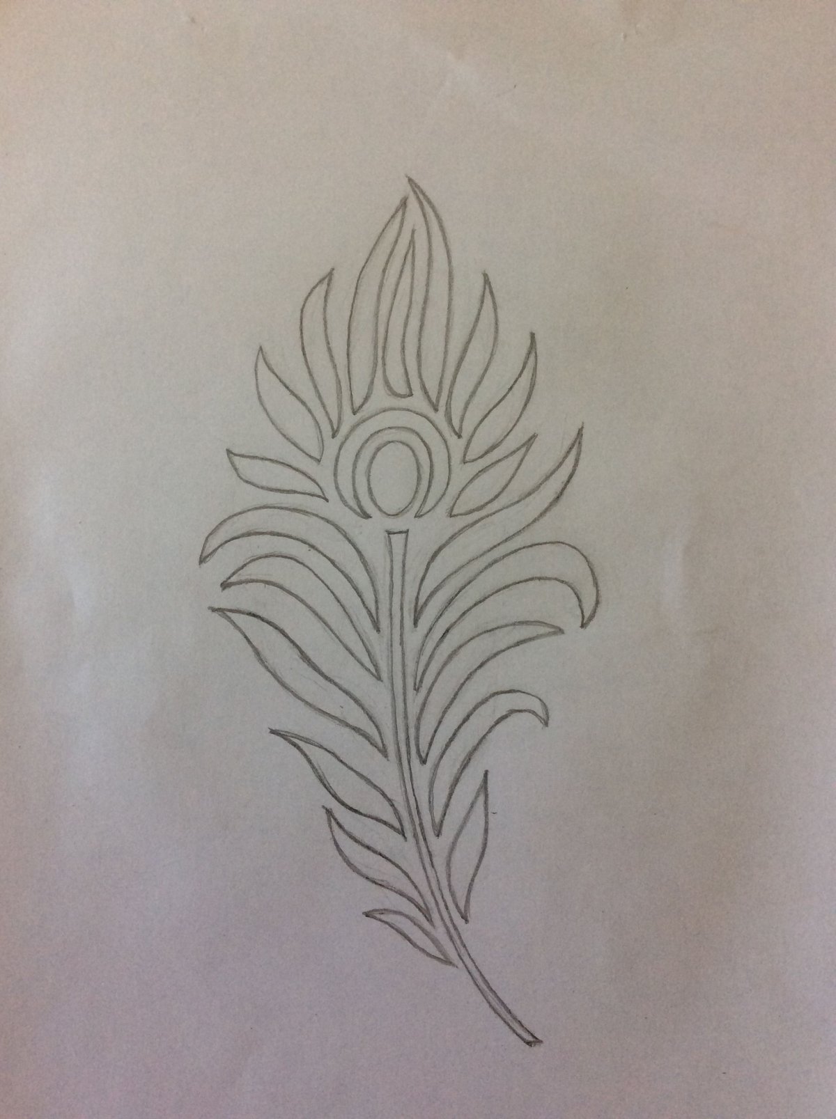 Перо Жар птицы карандашом
