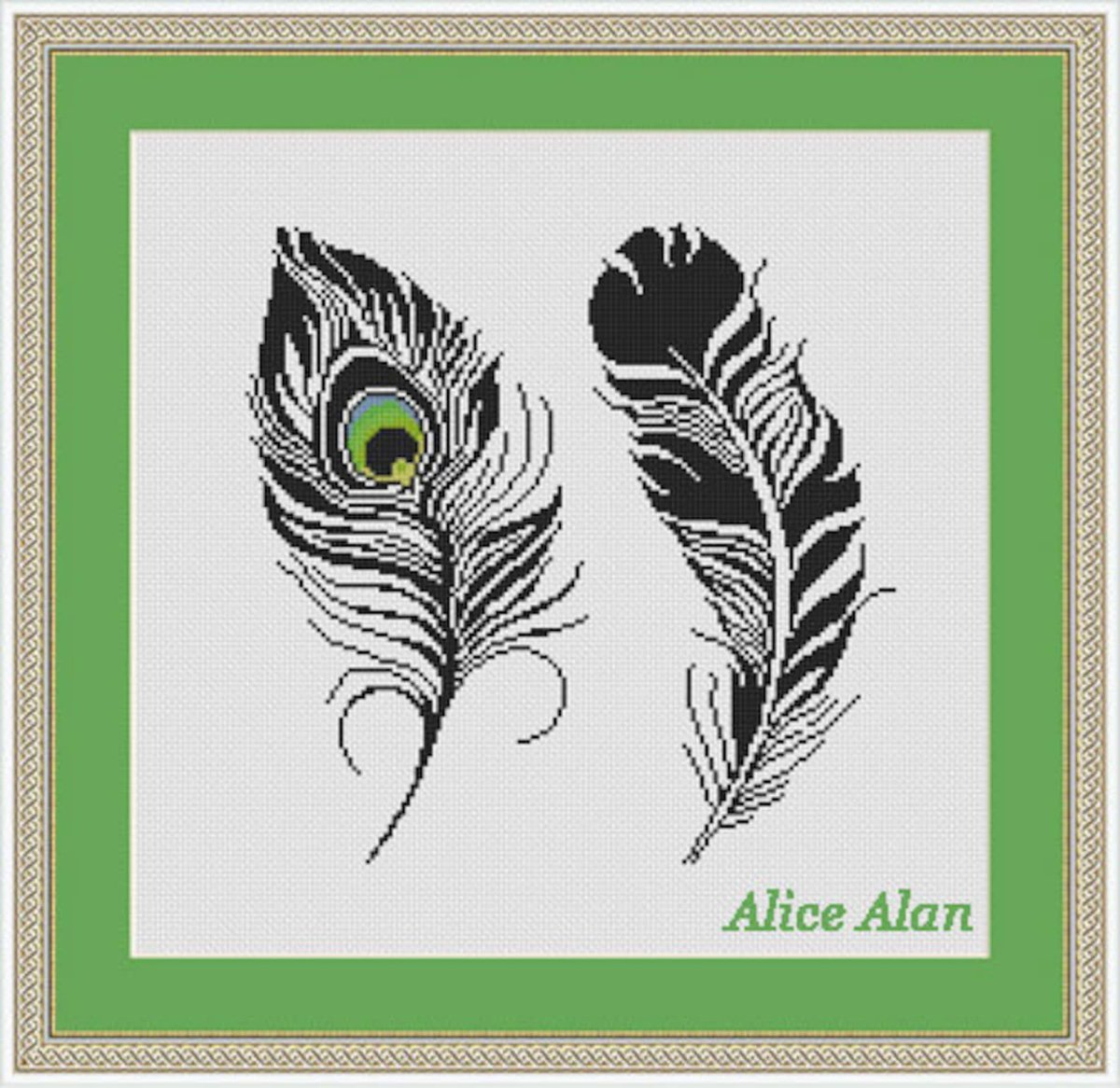 Павлинье перо вышивка крестом