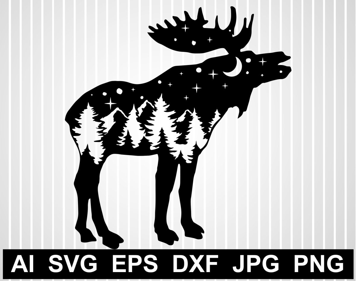 Олень на стену трафарет