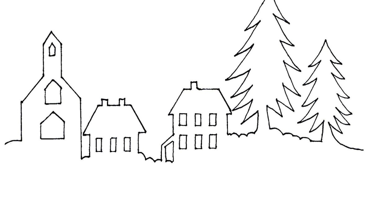 Зимний лес трафарет