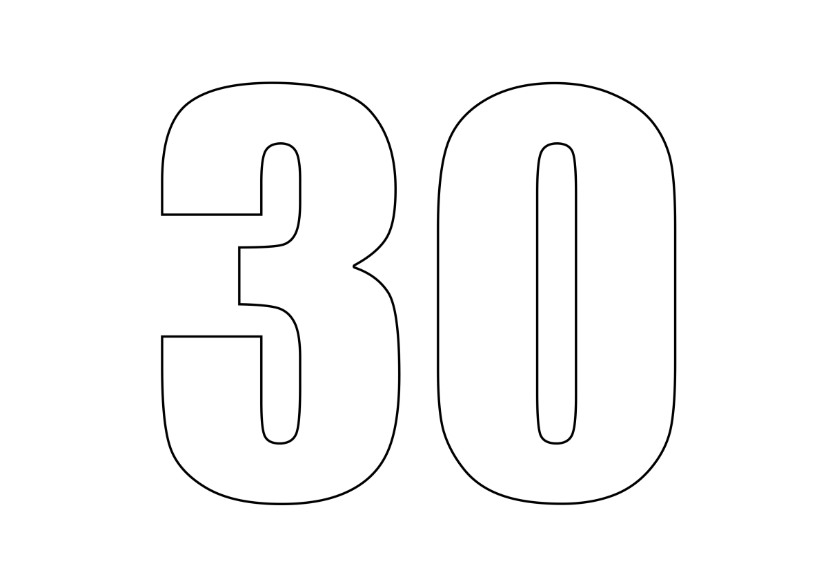 Цифра 30 трафарет