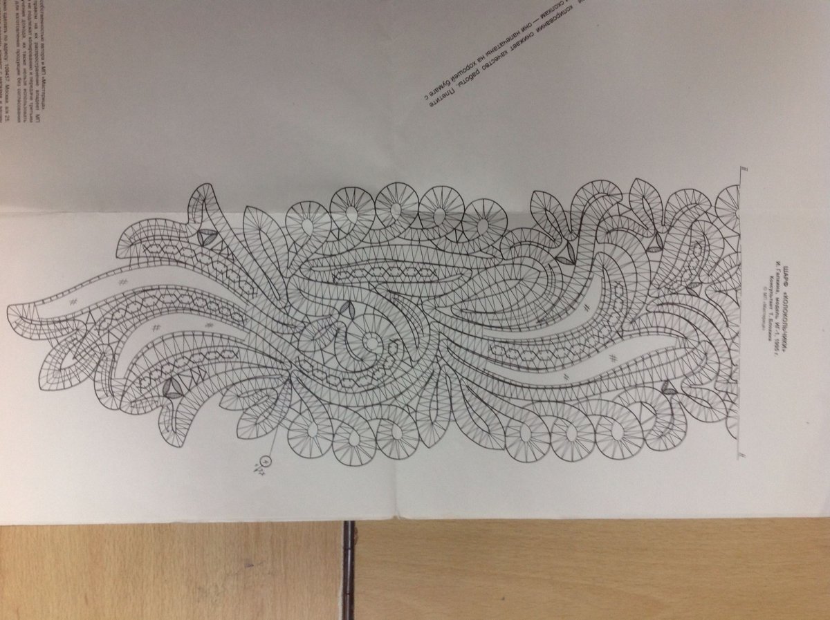 Сколок палантина на коклюшках