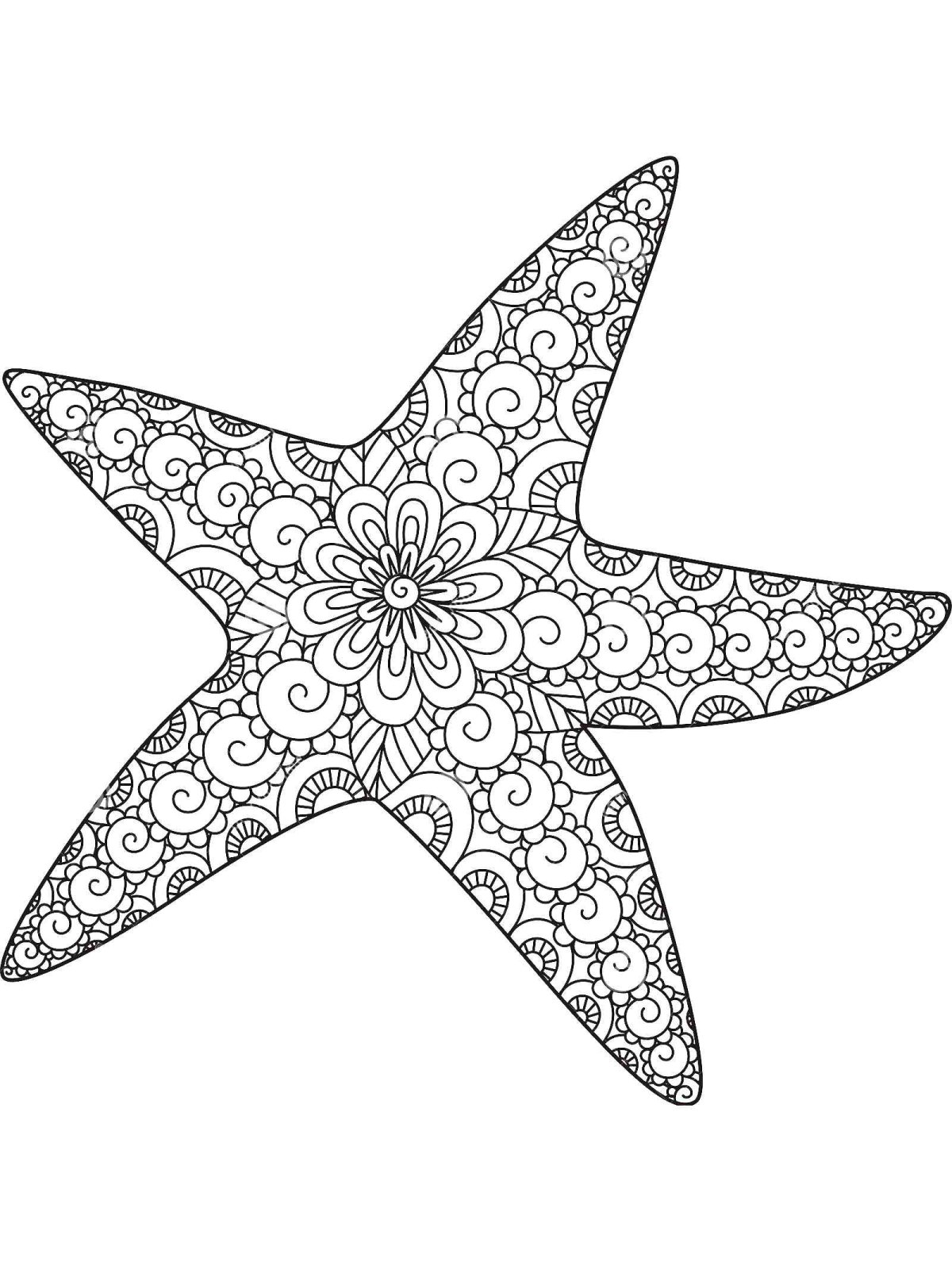 Трафарет морской звезды для раскрашивания