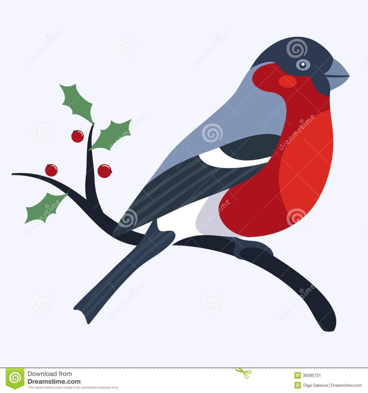 Силуэт снегиря на ветке