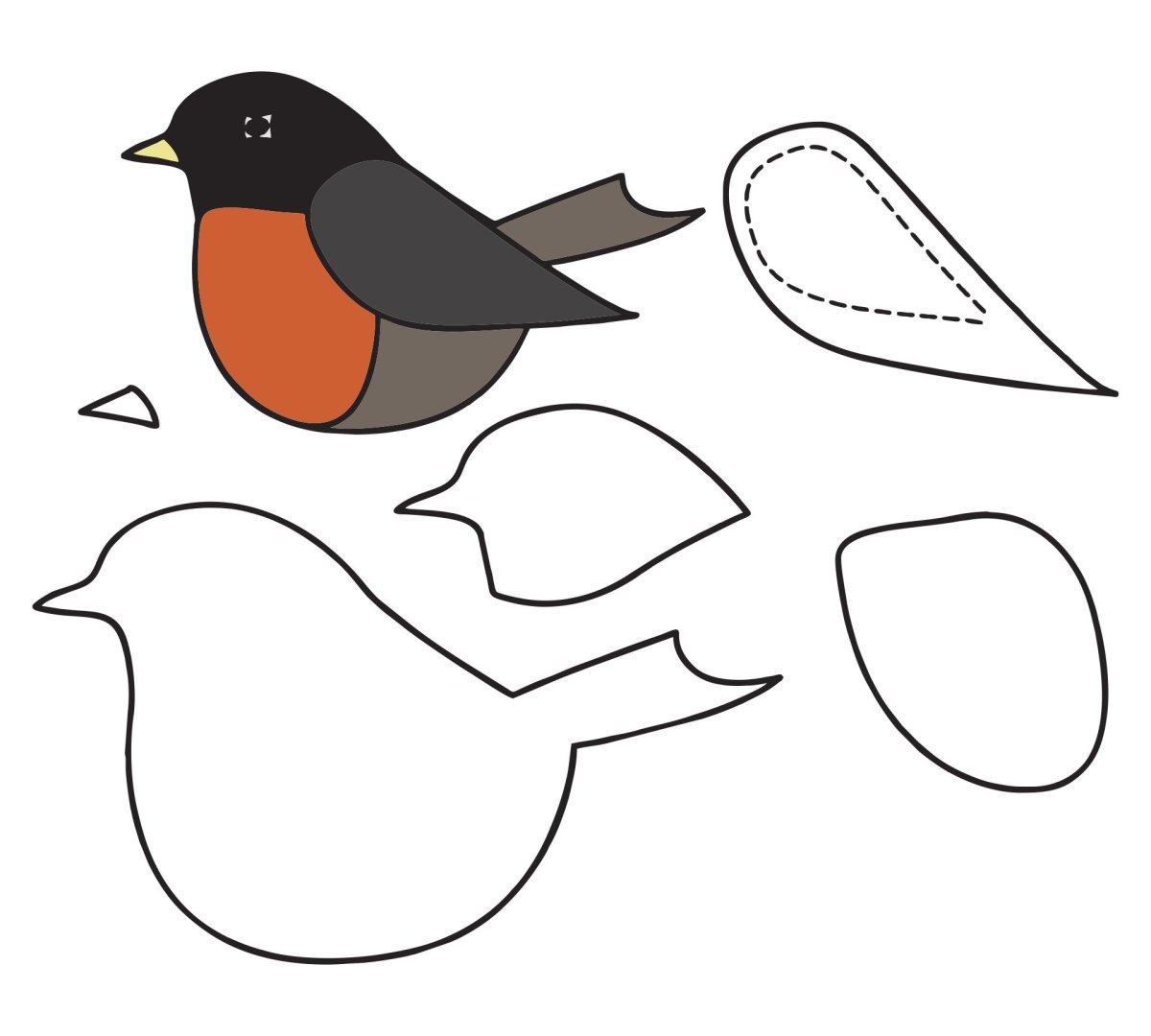 Снегирь шаблон для поделки из фетра