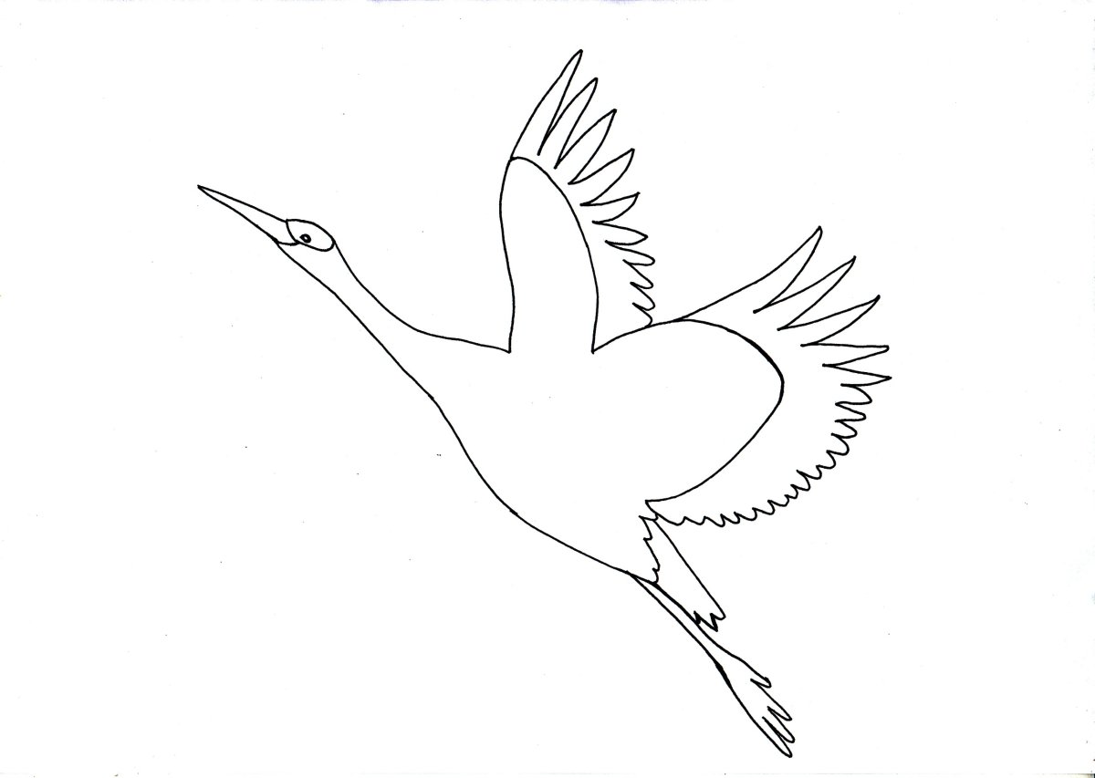 Журавли трафарет