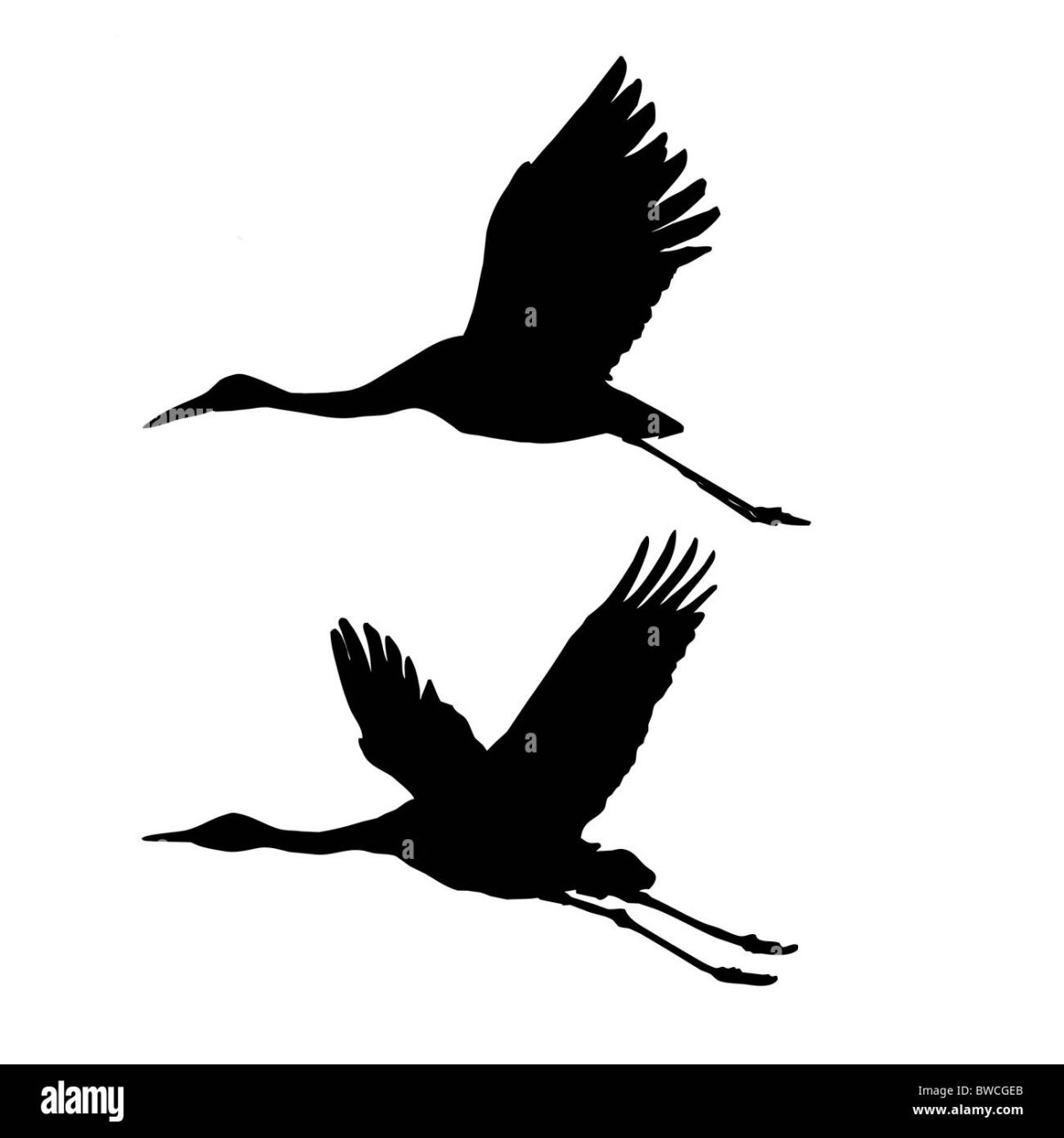 Силуэт журавлика для вырезывания