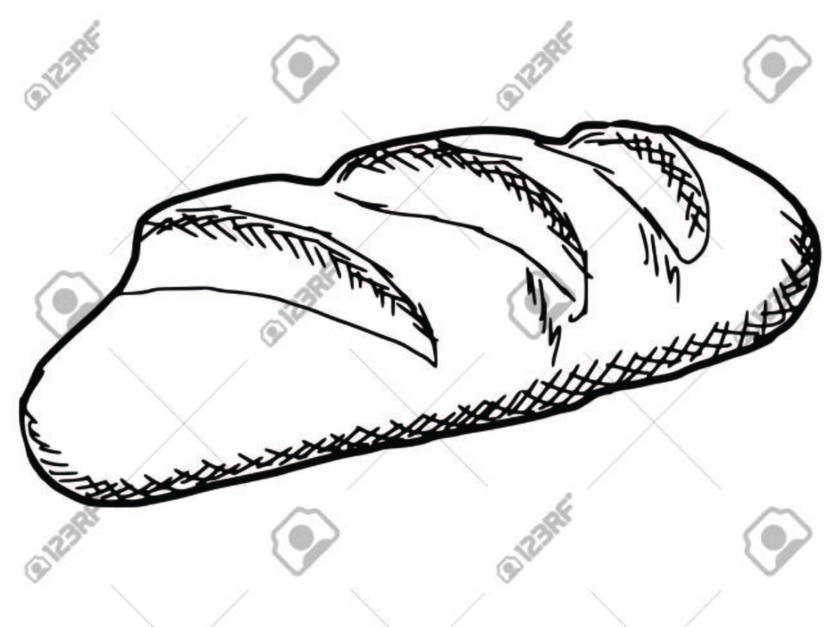 Батон белого хлеба раскраска