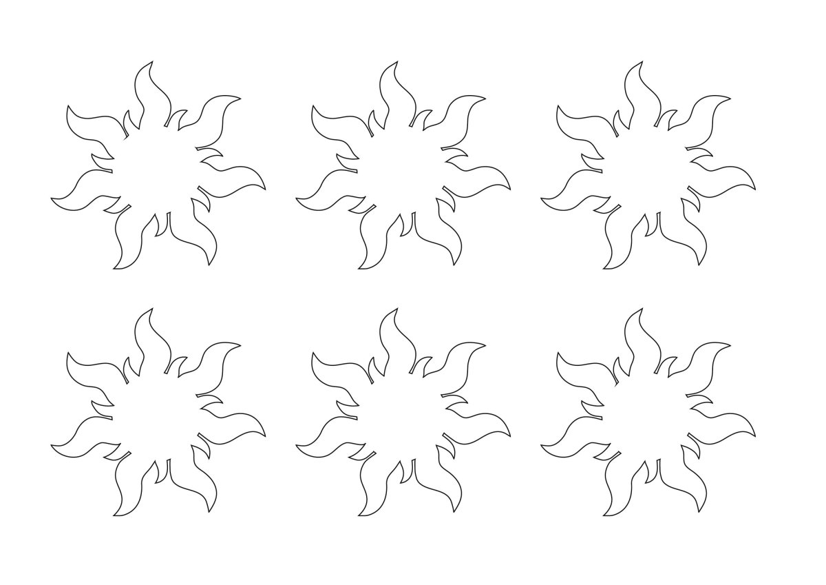 Солнце трафарет для вырезания из бумаги