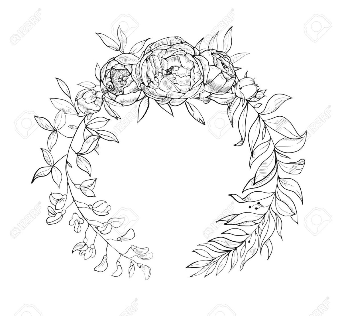 Рисунок венка из цветов