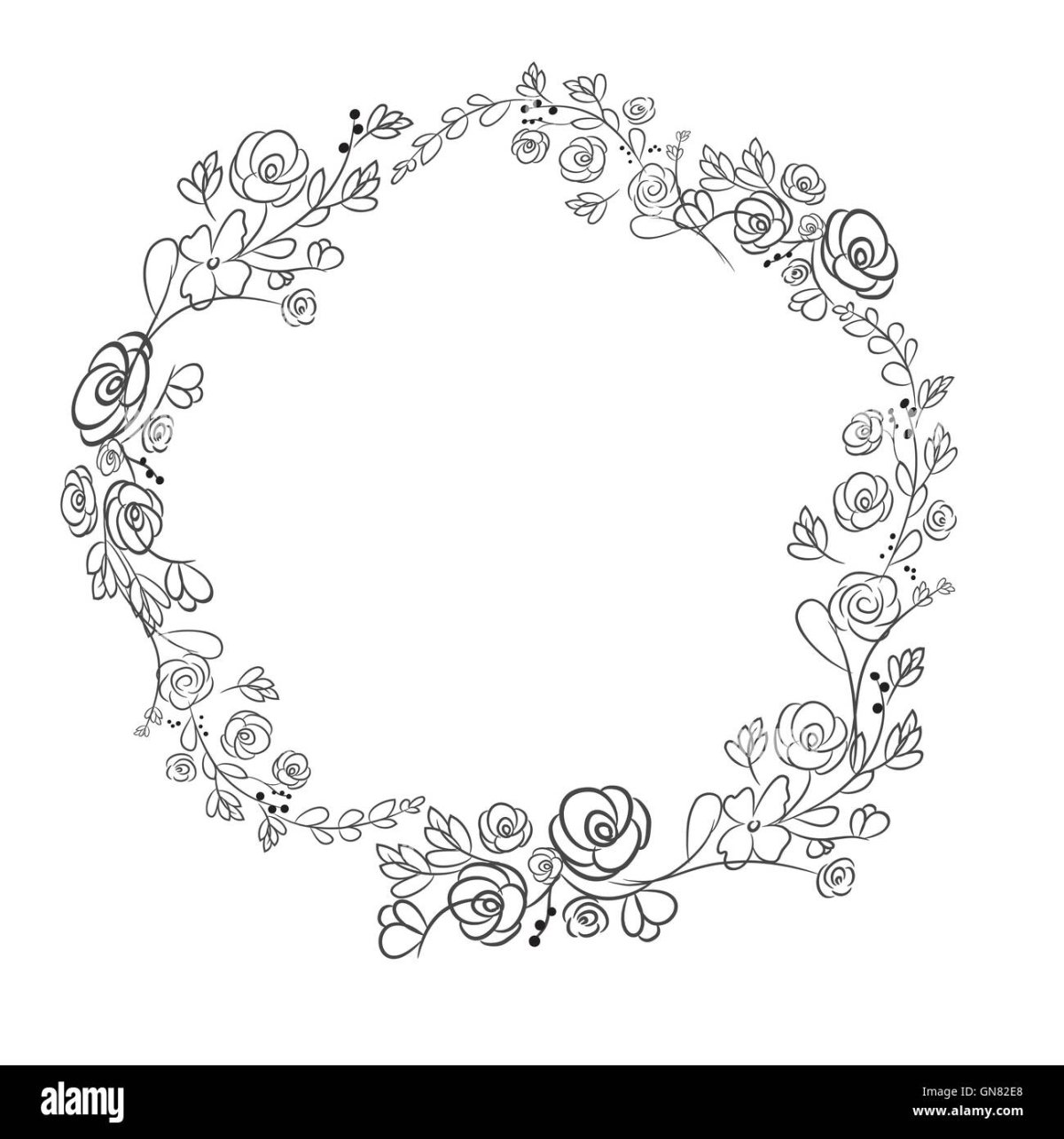 Венок с розочками черно белый