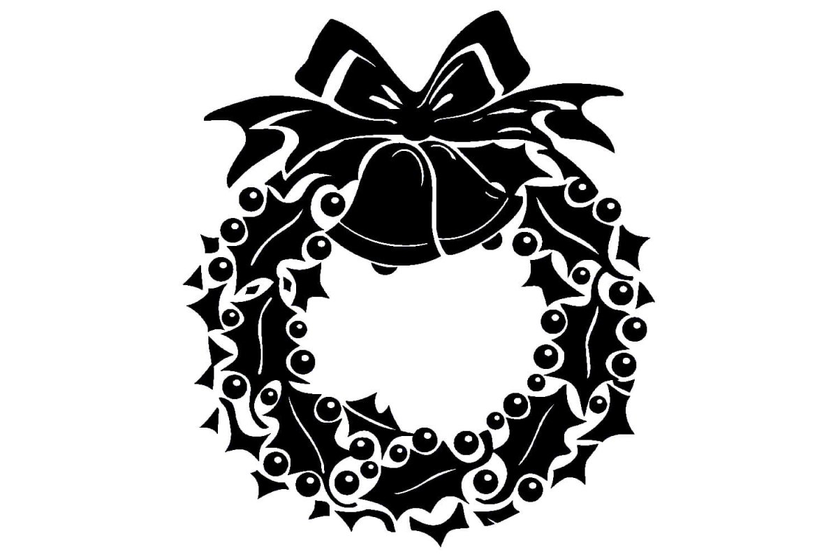 Новогодний венок черно белый