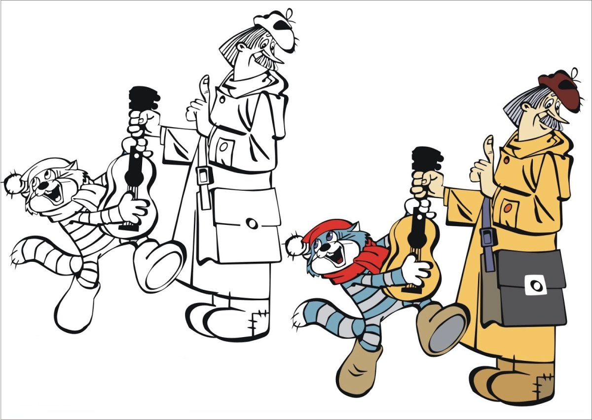 Простоквашино почтальон Печкин раскраска