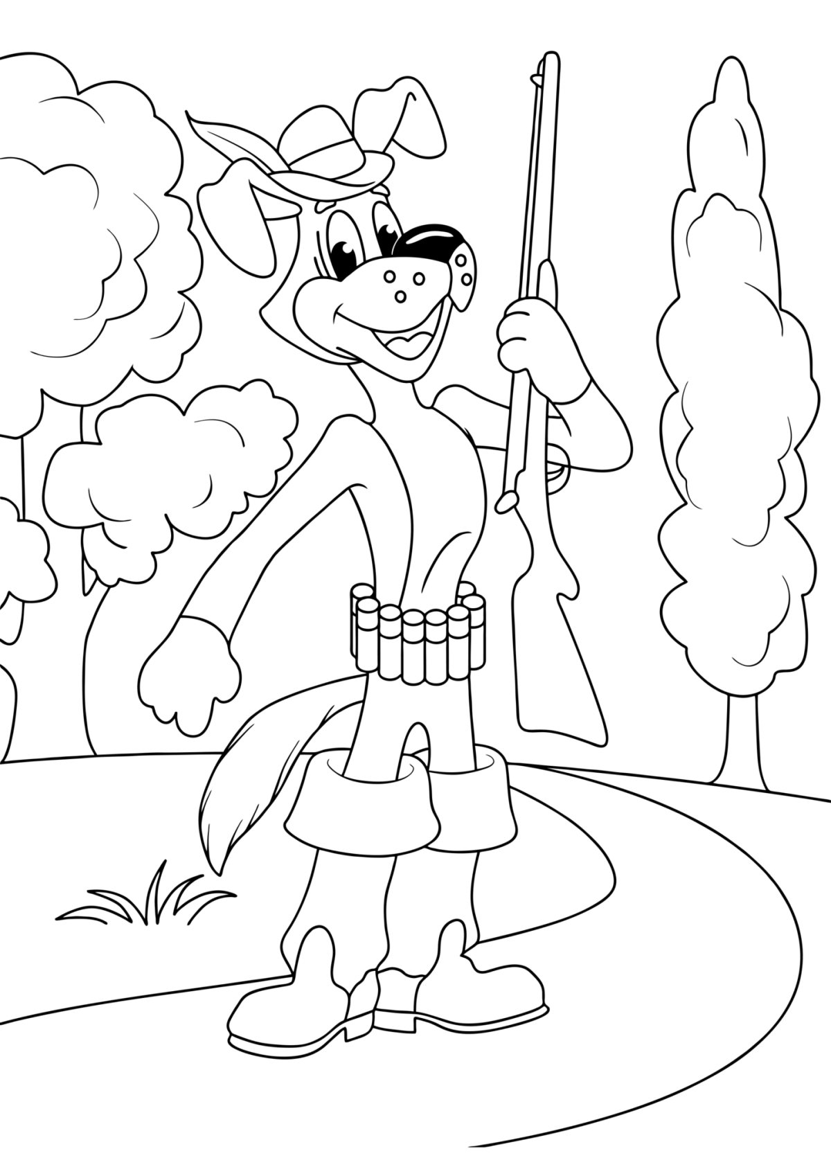 Раскраска пес шарик из Простоквашино