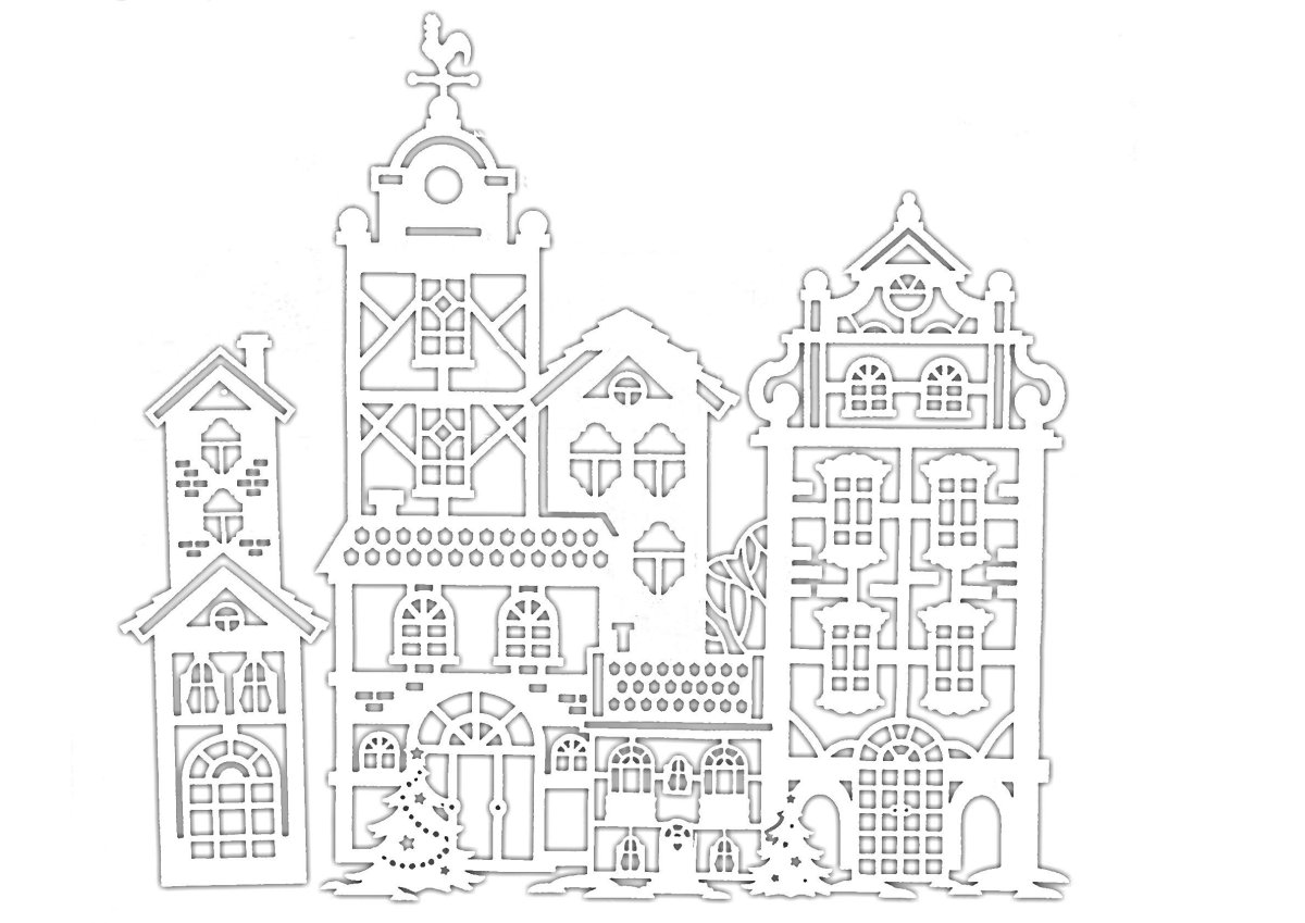 Новогодние вырезалки на окна замок