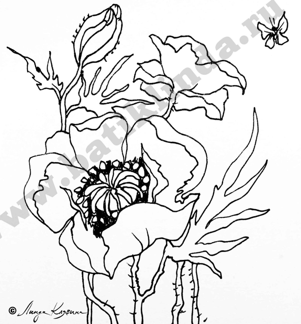 Эскизы для батика цветы