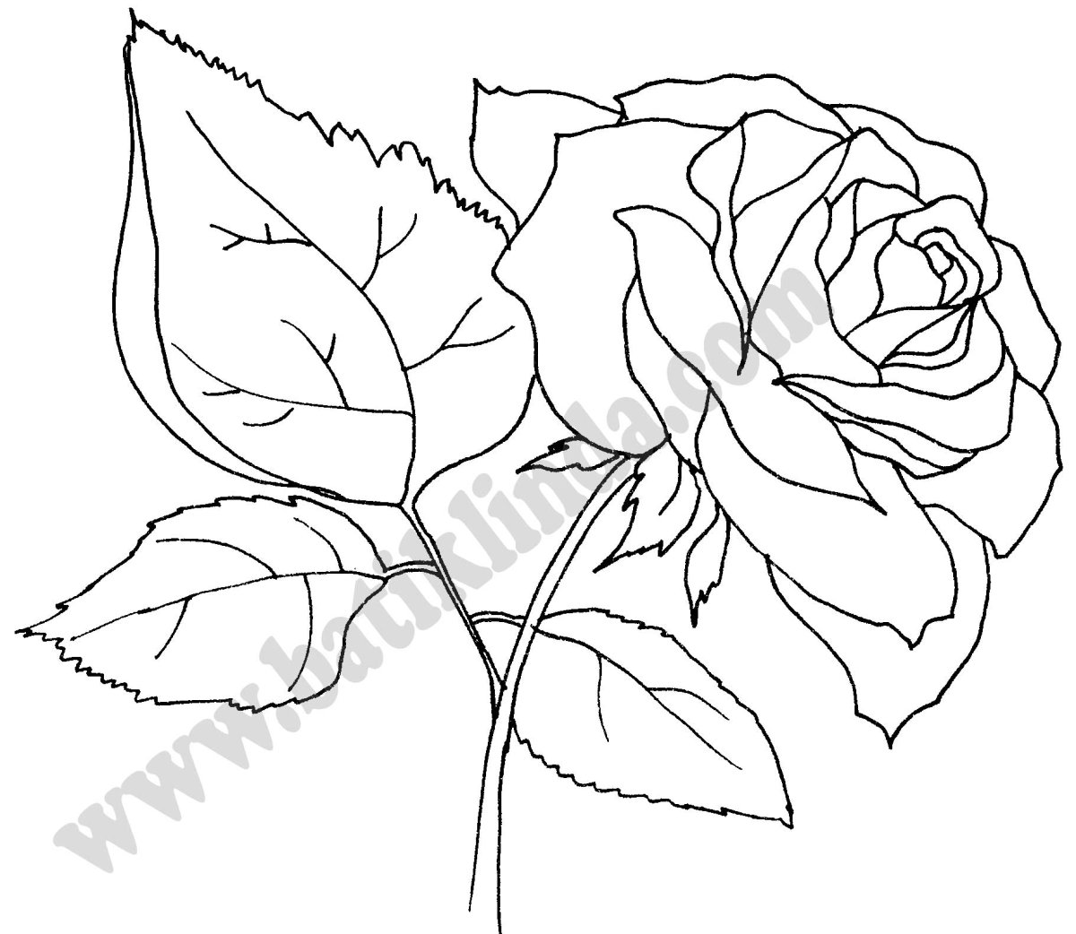 Рисунок розы для вышивки гладью