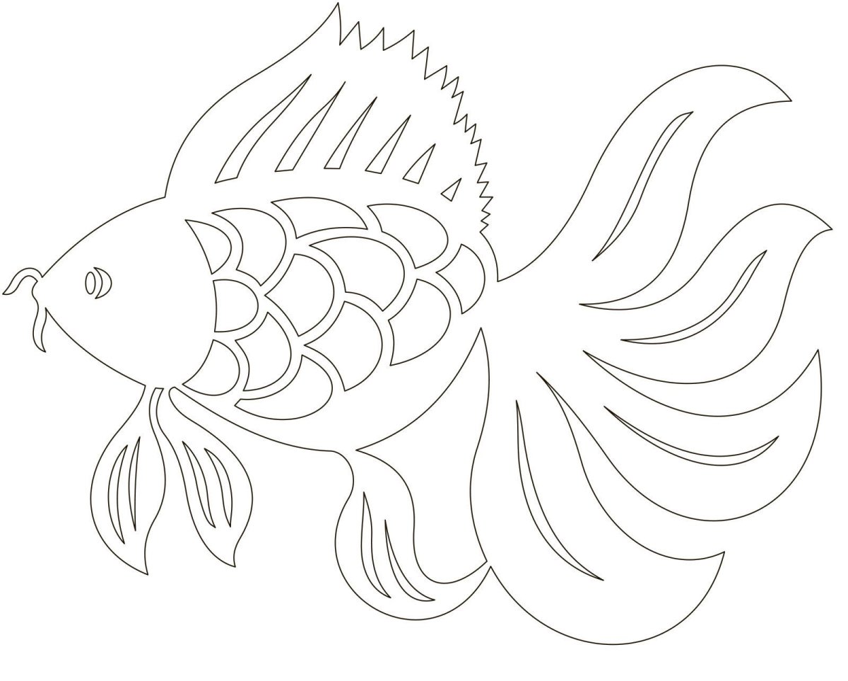 Трафарет золотой рыбки для вырезания